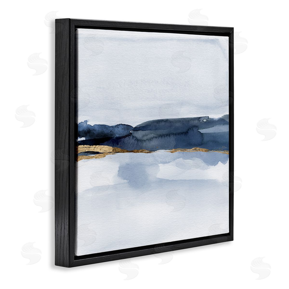 Jacob Green Abstract Blue Distant Landscape Smooth Glam Detail  Black Floating Frame Canvas Wall Art Print