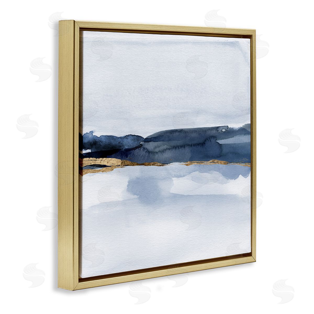 Jacob Green Abstract Blue Distant Landscape Smooth Glam Detail  Gold Floating Frame Canvas Wall Art Print