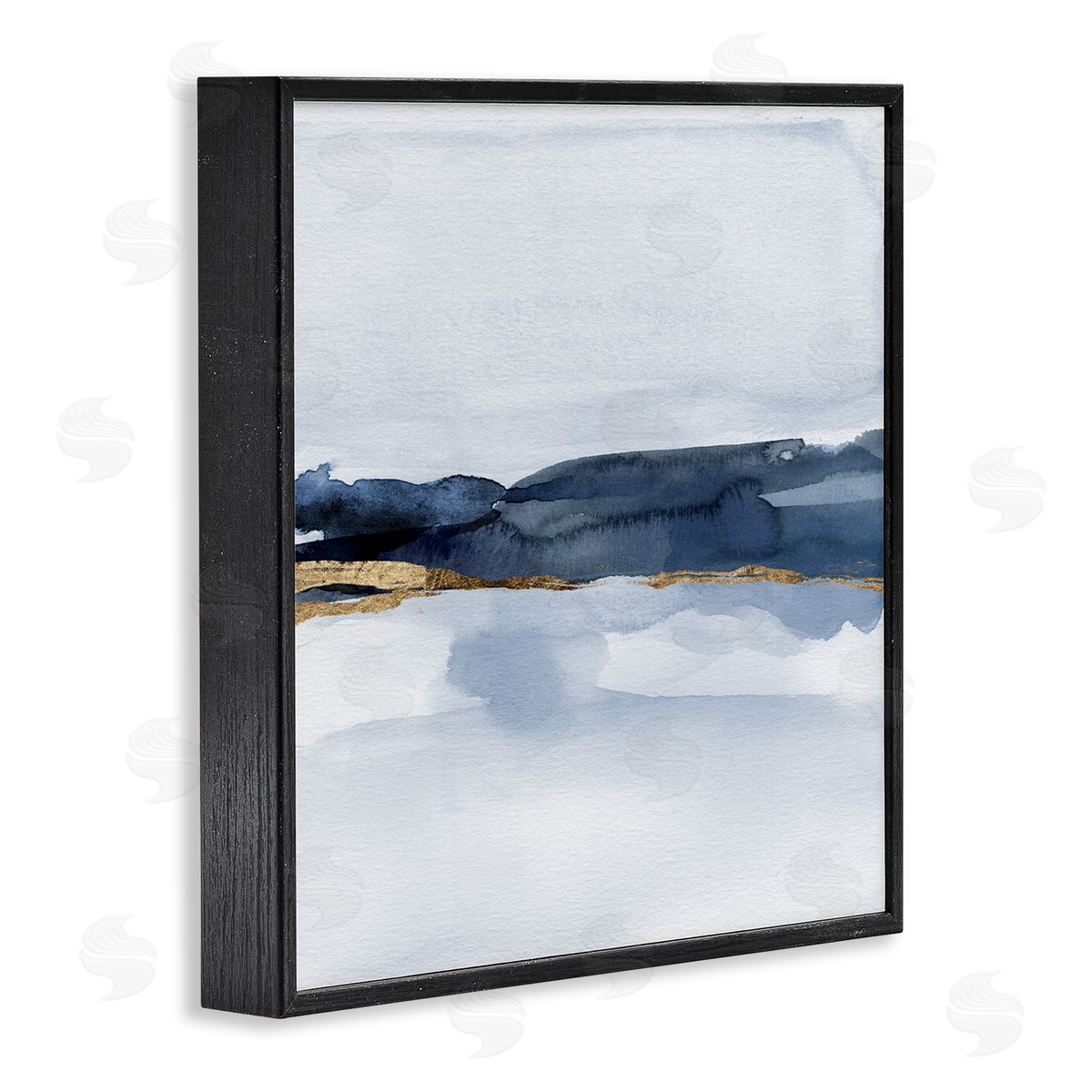 Jacob Green Abstract Blue Distant Landscape Smooth Glam Detail  Black Framed Glicee Wall Art Print