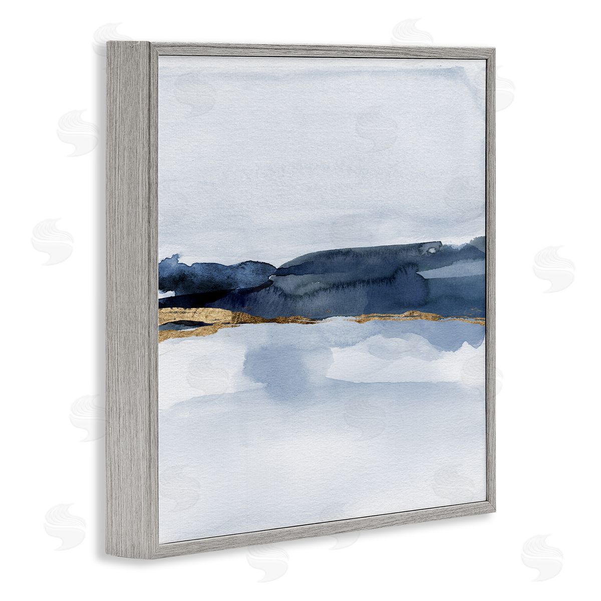 Jacob Green Abstract Blue Distant Landscape Smooth Glam Detail  Gray Framed Glicee Wall Art Print