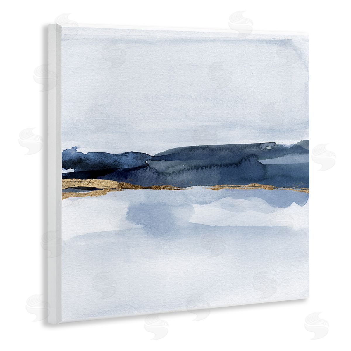 Jacob Green Abstract Blue Distant Landscape Smooth Glam Detail  Wooden Wall Plaque Art Print