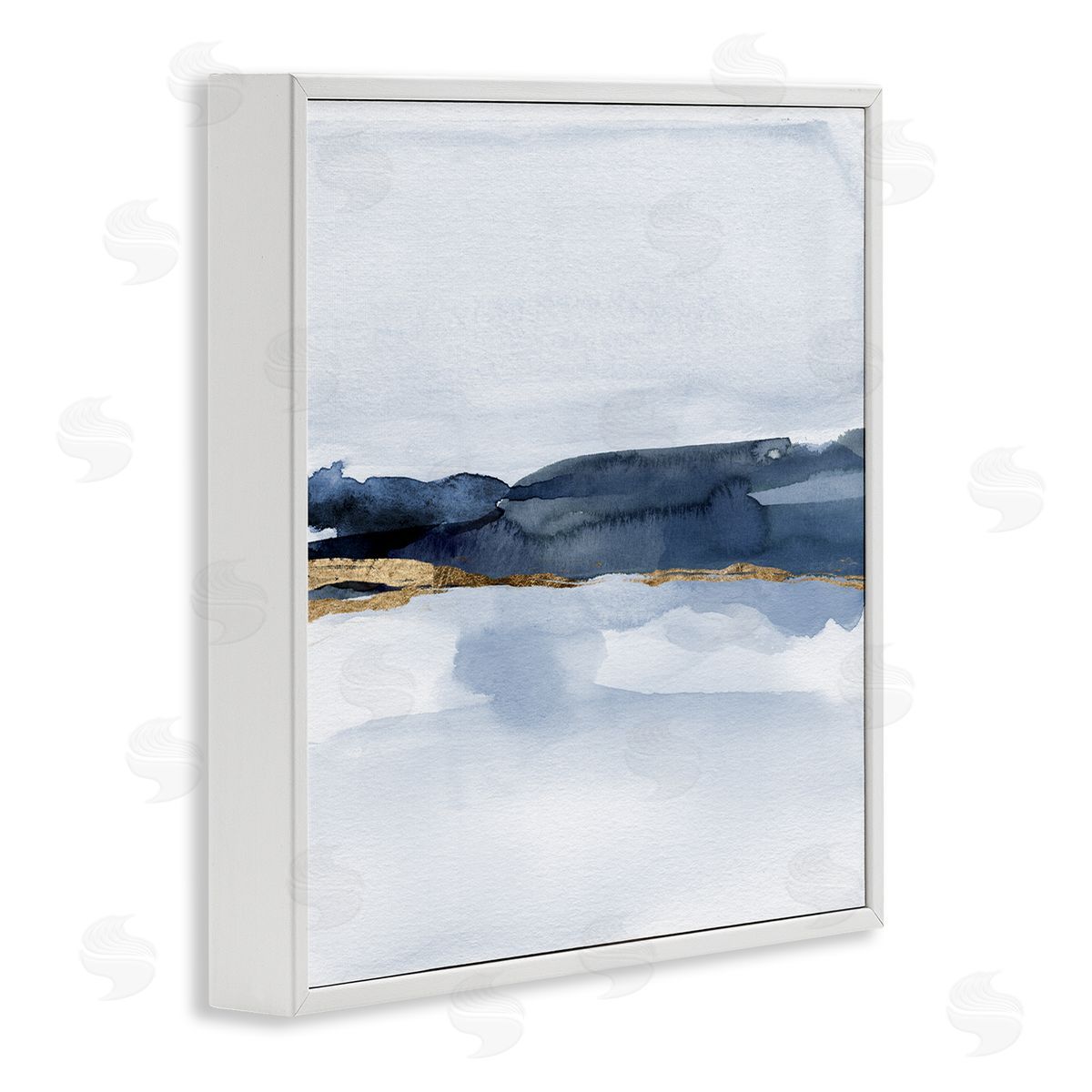 Jacob Green Abstract Blue Distant Landscape Smooth Glam Detail  White Framed Glicee Wall Art Print
