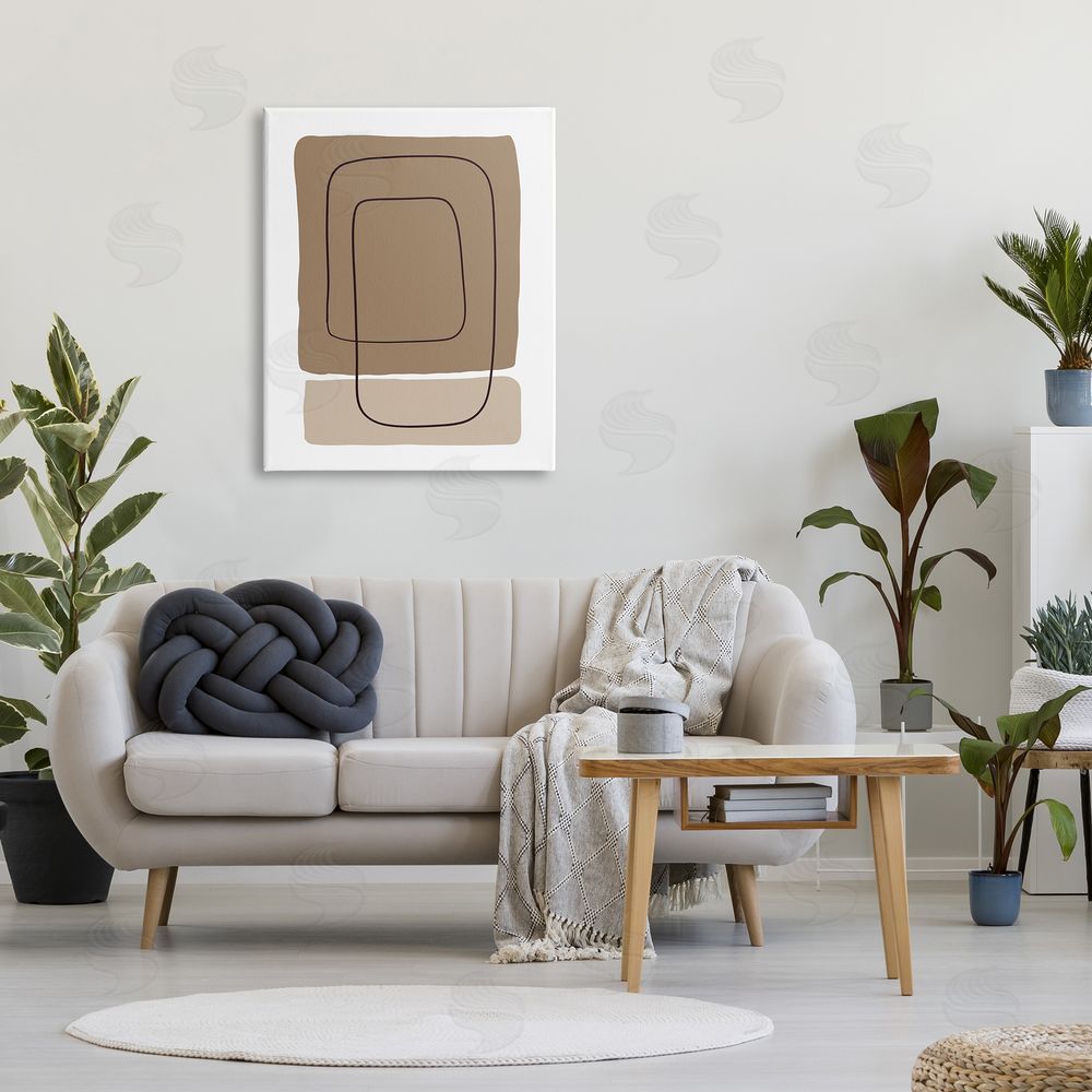 Alpenglow Workshop Contemporary Geometric Square Shapes Simple Squiggle Line Canvas Wall Art Print in Room