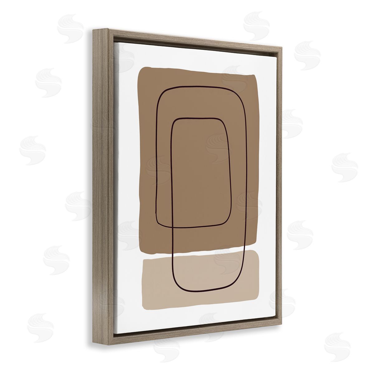 Alpenglow Workshop Contemporary Geometric Square Shapes Simple Squiggle Line Brown Floating Frame Canvas Wall Art Print
