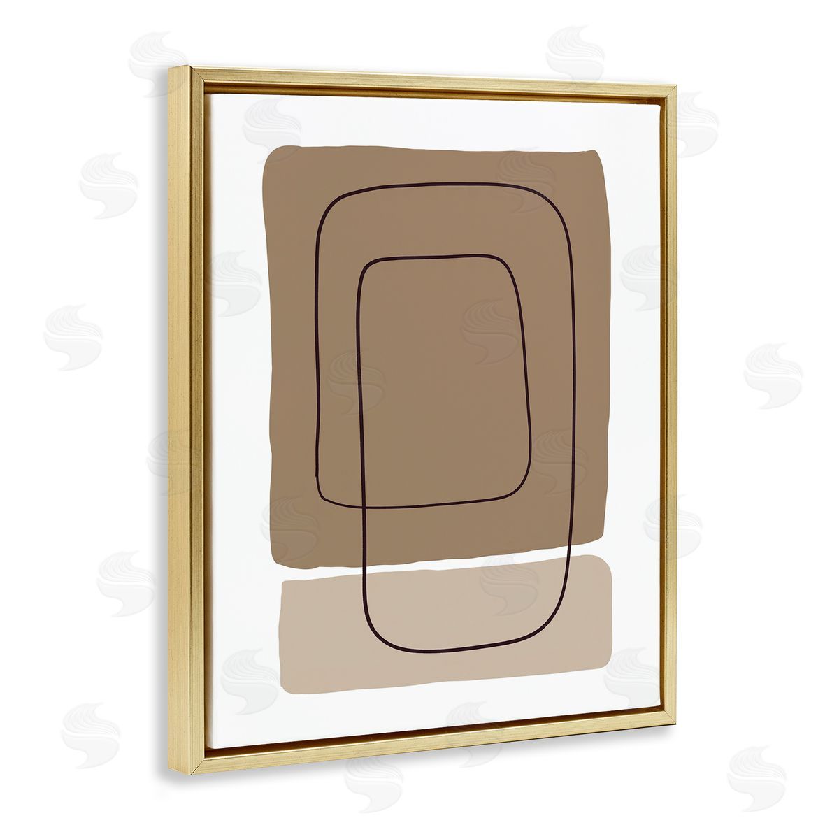Alpenglow Workshop Contemporary Geometric Square Shapes Simple Squiggle Line Gold Floating Frame Canvas Wall Art Print
