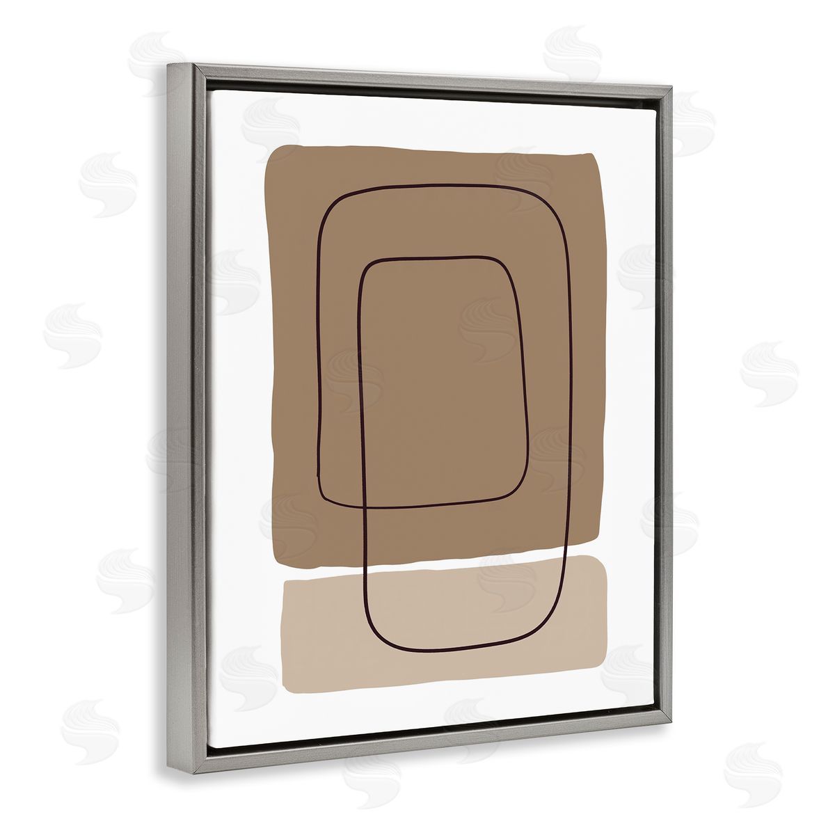 Alpenglow Workshop Contemporary Geometric Square Shapes Simple Squiggle Line Gray Floating Frame Canvas Wall Art Print
