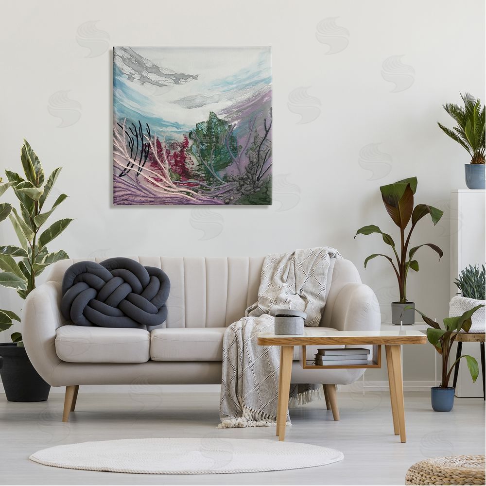 Stacy Gresell Abstract Underwater Landscape Scene Floating Coral Plants Canvas Wall Art in Room