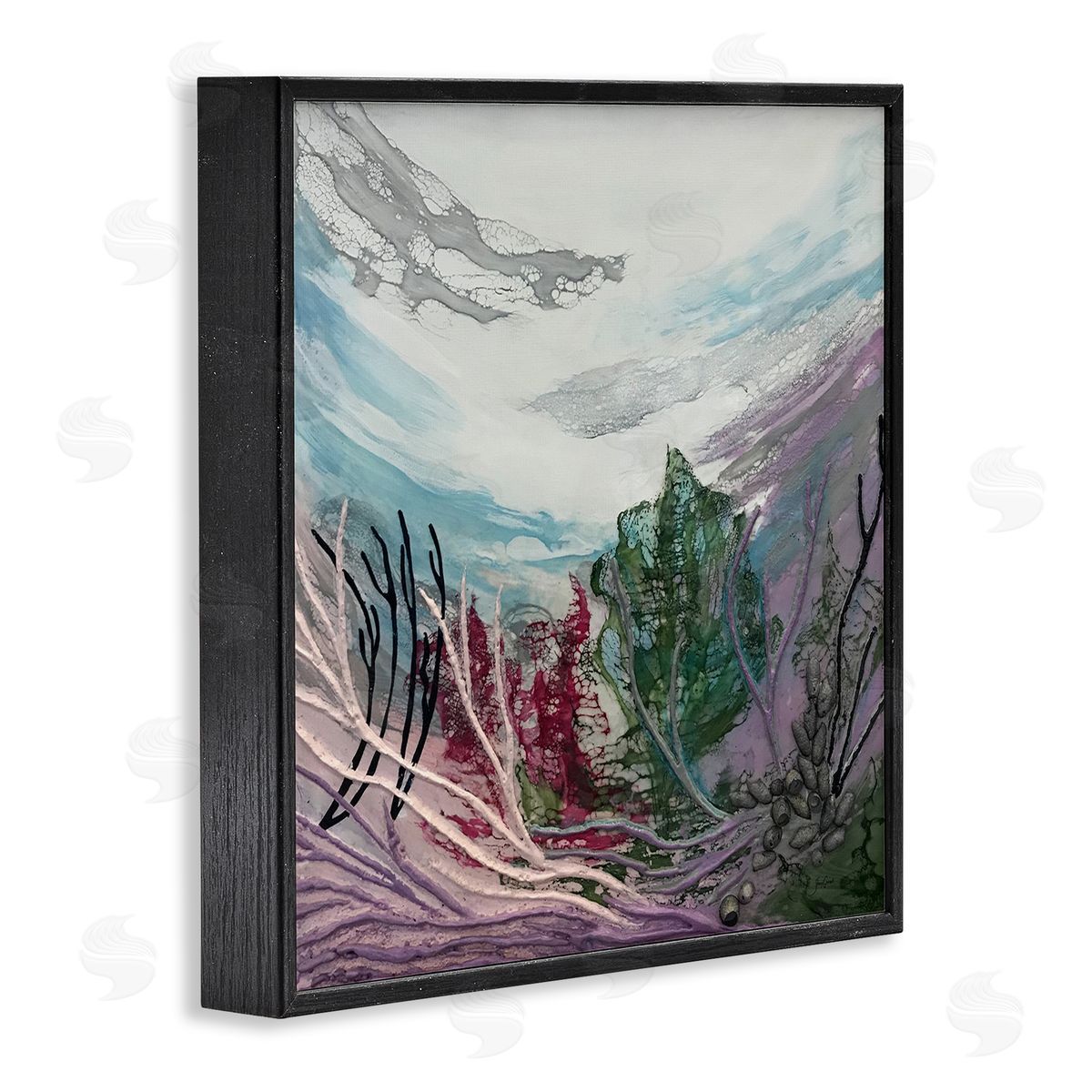 Stacy Gresell Abstract Underwater Landscape Scene Floating Coral Plants Black Framed Glicee Wall Art Print