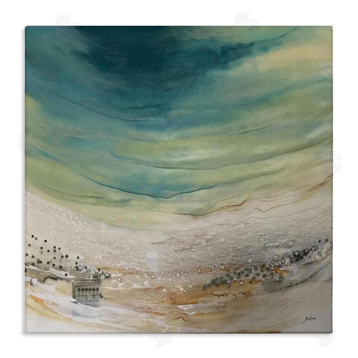 Stacy Gresell Enigmatic Landscape Scene Curved Abstract Beach Depiction  Stretched Canvas Wall Art Print