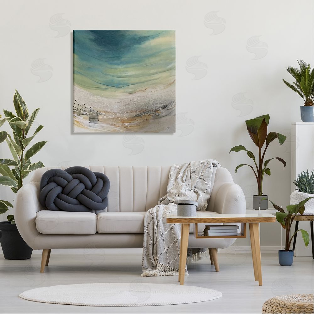 Stacy Gresell Enigmatic Landscape Scene Curved Abstract Beach Depiction  Canvas Wall Art in Room