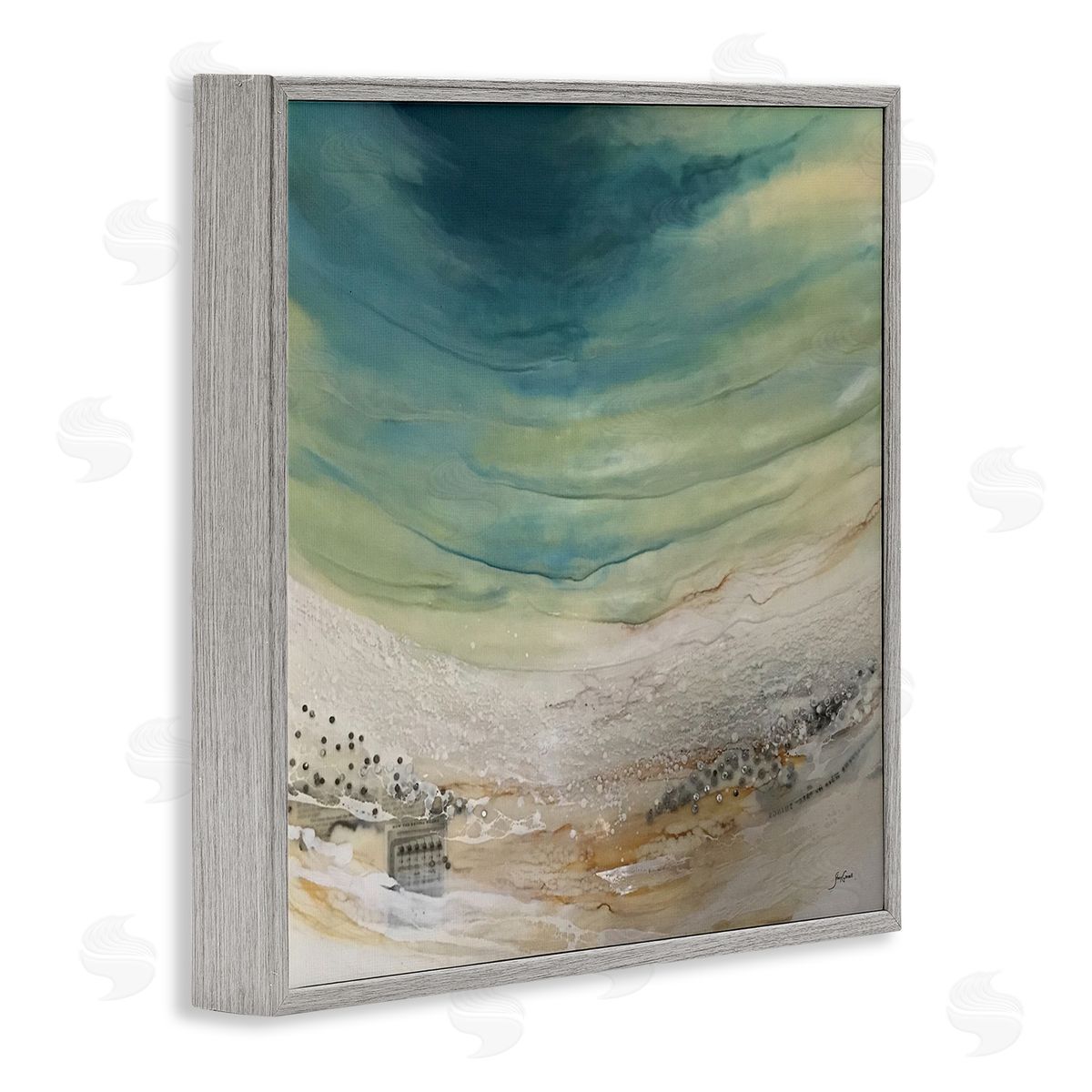 Stacy Gresell Enigmatic Landscape Scene Curved Abstract Beach Depiction  Gray Framed Glicee Wall Art Print