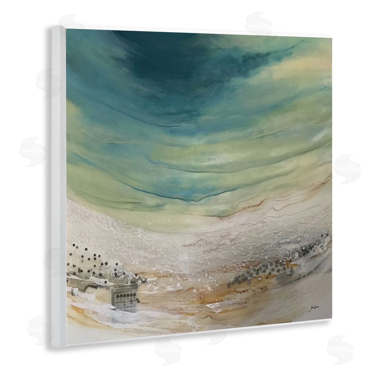 Stacy Gresell Enigmatic Landscape Scene Curved Abstract Beach Depiction  Wooden Wall Plaque Art Print