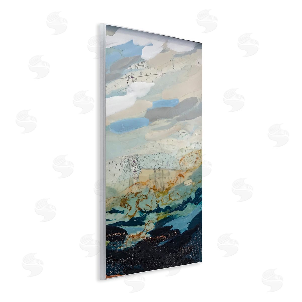 Stacy Gresell Nautical Landscape Abstract Ocean Layered Map  Wall Plaque Art Print