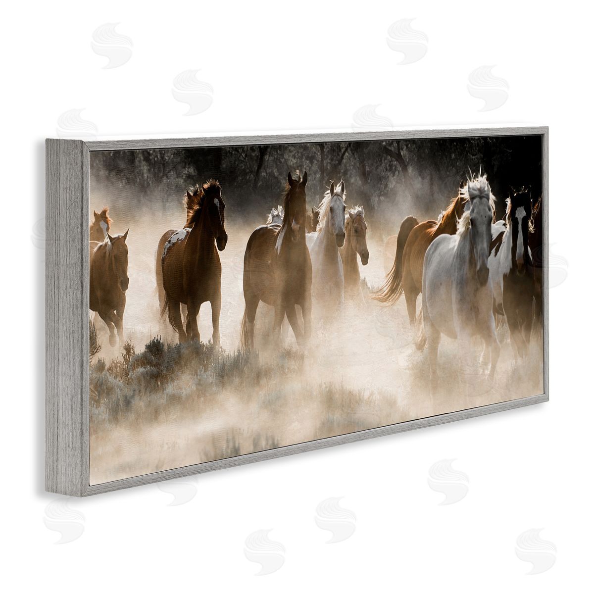 Striking Horse Herd Galloping Grey Frame Print Wall Art, Home Decor by Danita Delimont