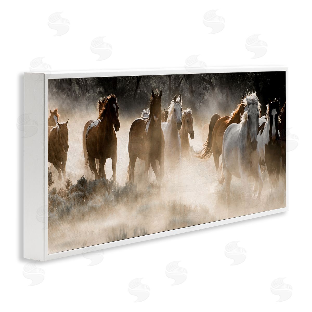 Striking Horse Herd Galloping White Frame Print Wall Art, Home Decor by Danita Delimont