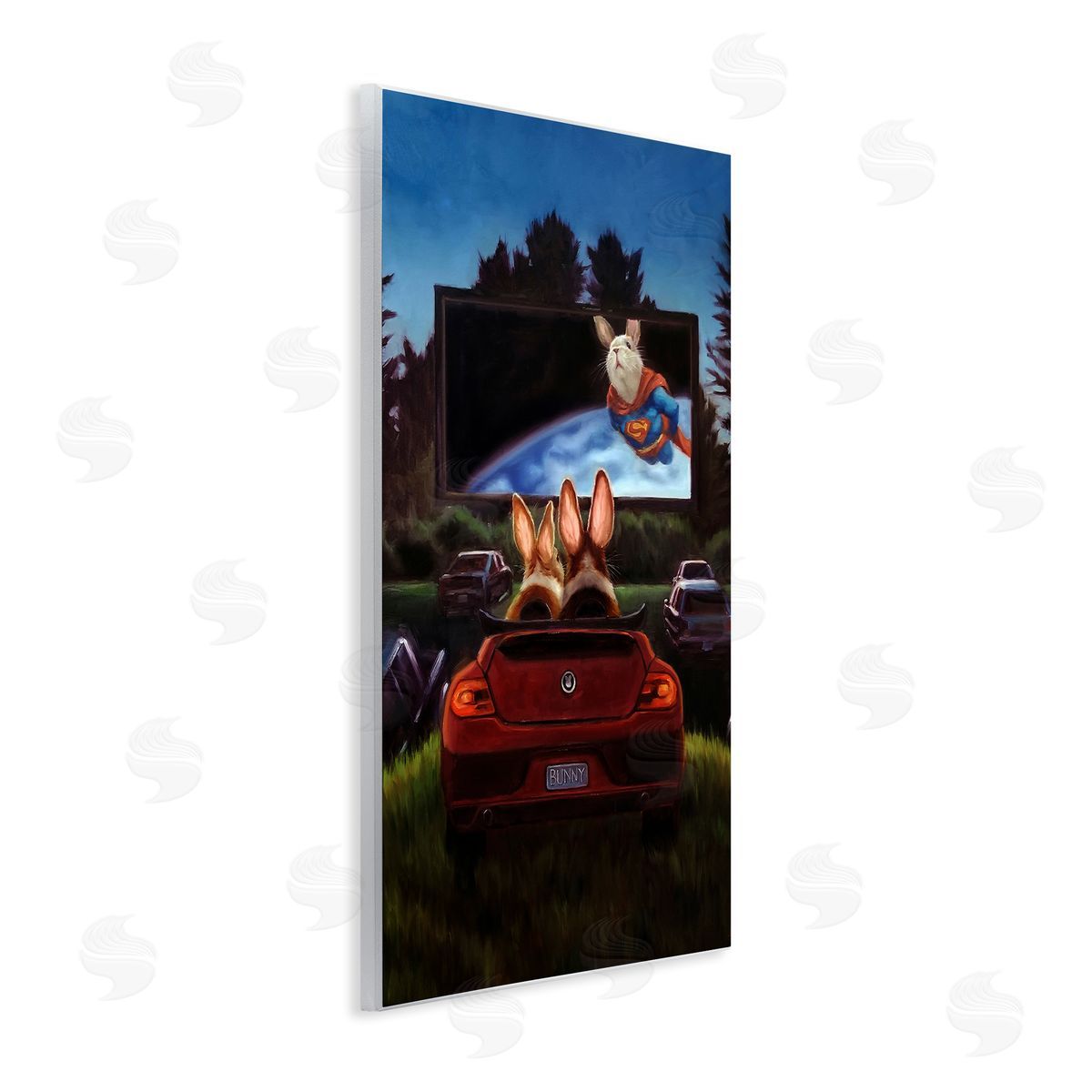 Lucia Heffernan Romantic Bunny Couple Drive-In Movie Date Animals Wall Plaque Art Print