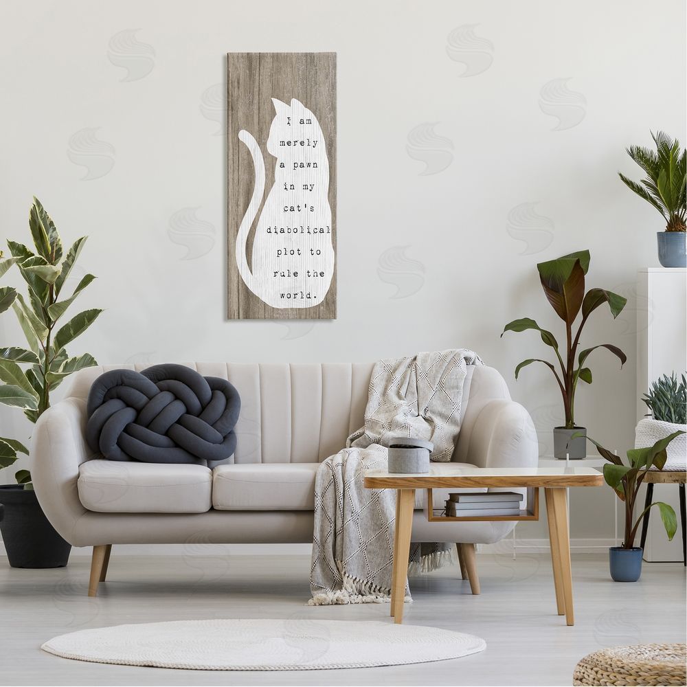 Stupell Studio Humorous Cat Quote Grainy Pattern Sitting Silhouette 