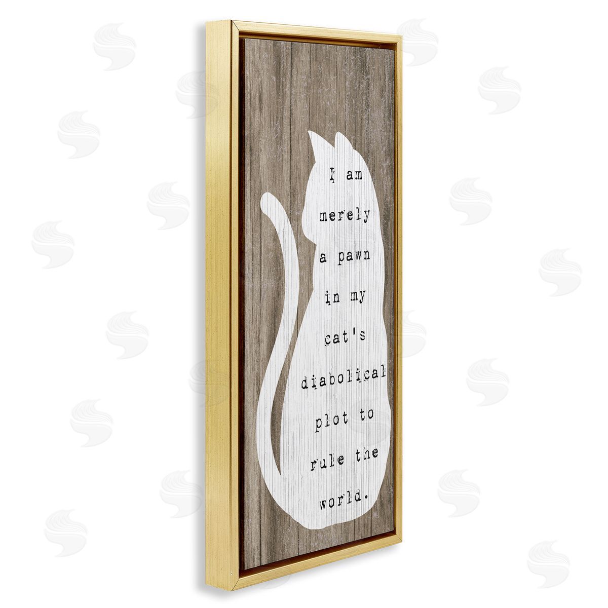 Stupell Studio Humorous Cat Quote Grainy Pattern Sitting Silhouette 