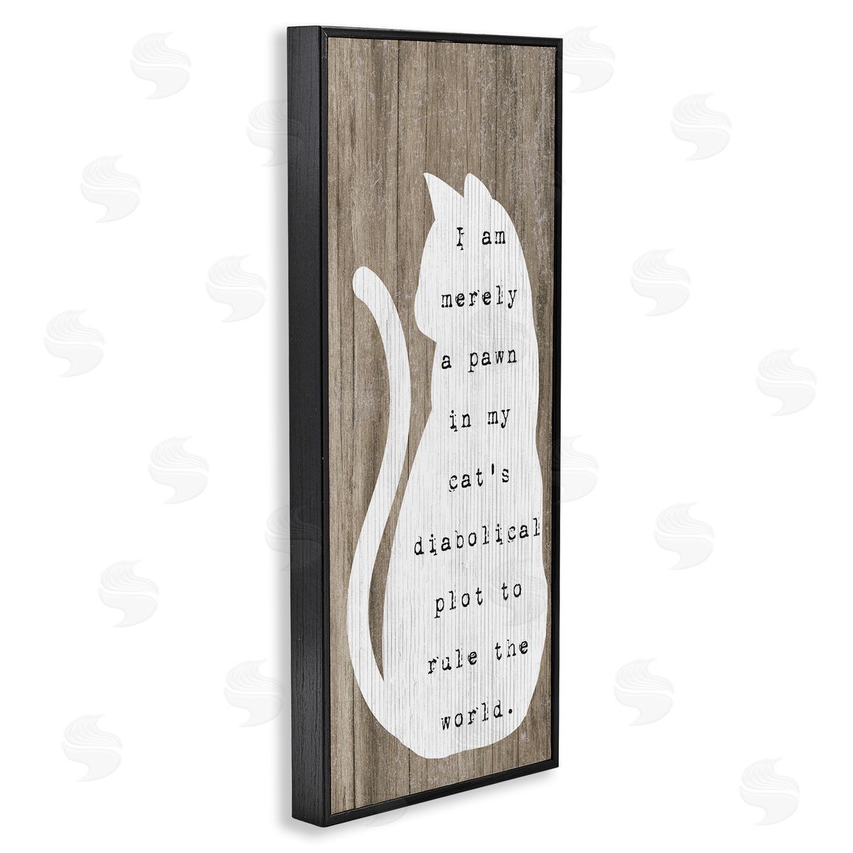 Stupell Studio Humorous Cat Quote Grainy Pattern Sitting Silhouette 