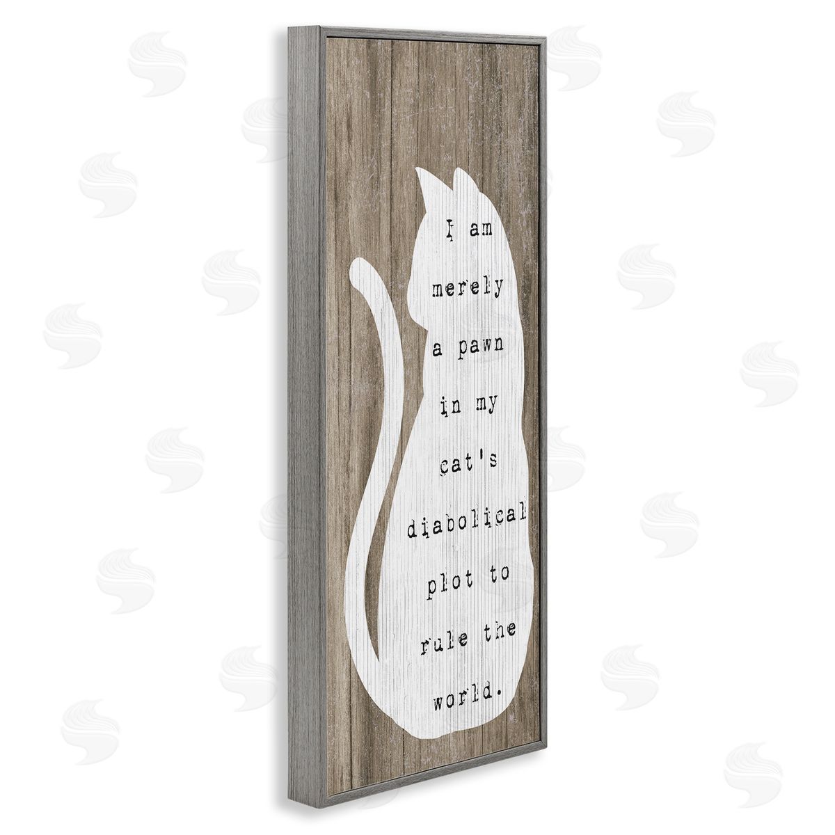 Stupell Studio Humorous Cat Quote Grainy Pattern Sitting Silhouette 