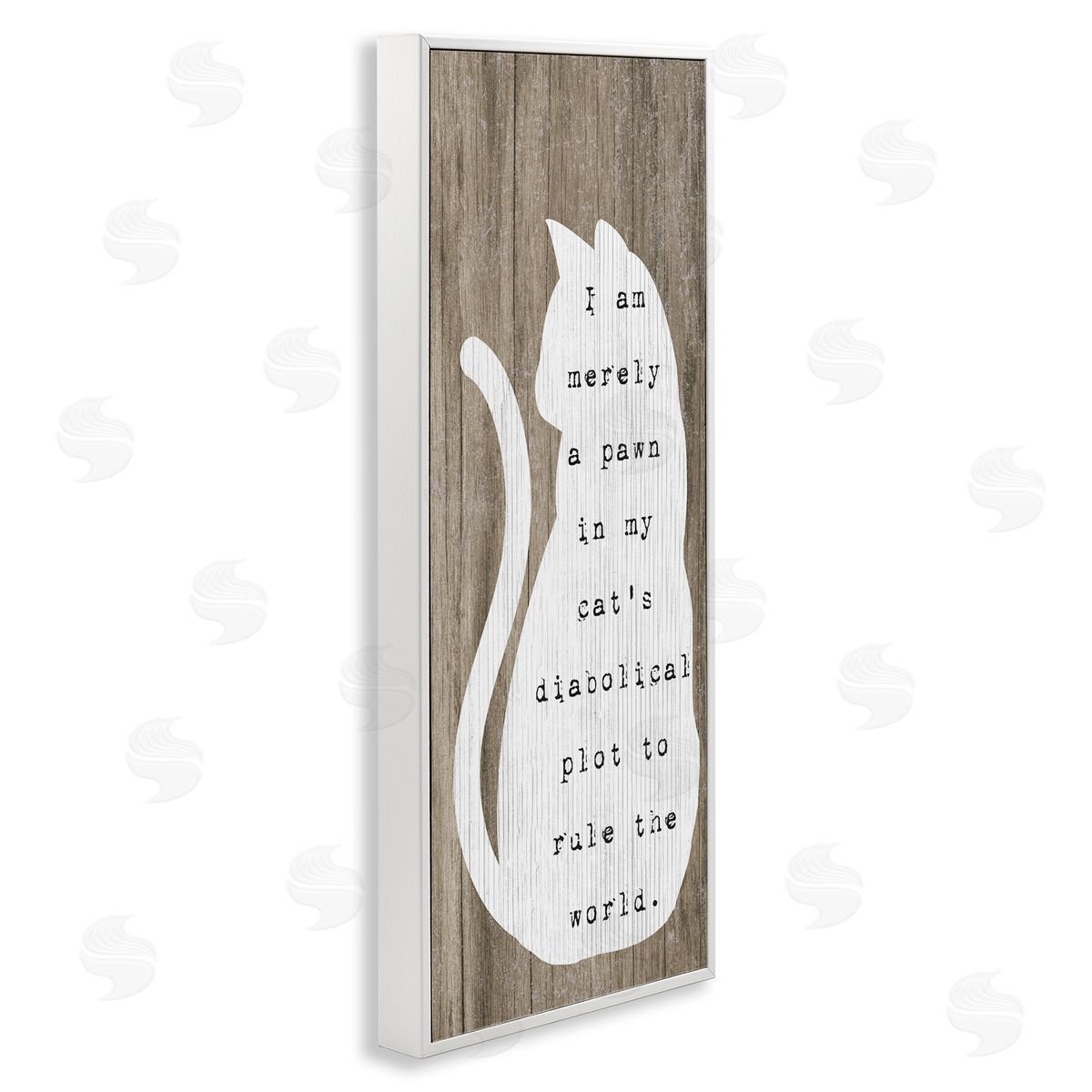 Stupell Studio Humorous Cat Quote Grainy Pattern Sitting Silhouette 