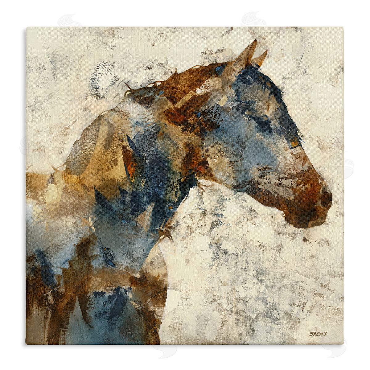Earthy Abstract Layered Horse Canvas Wall Art, Home Decor by Scott Brems