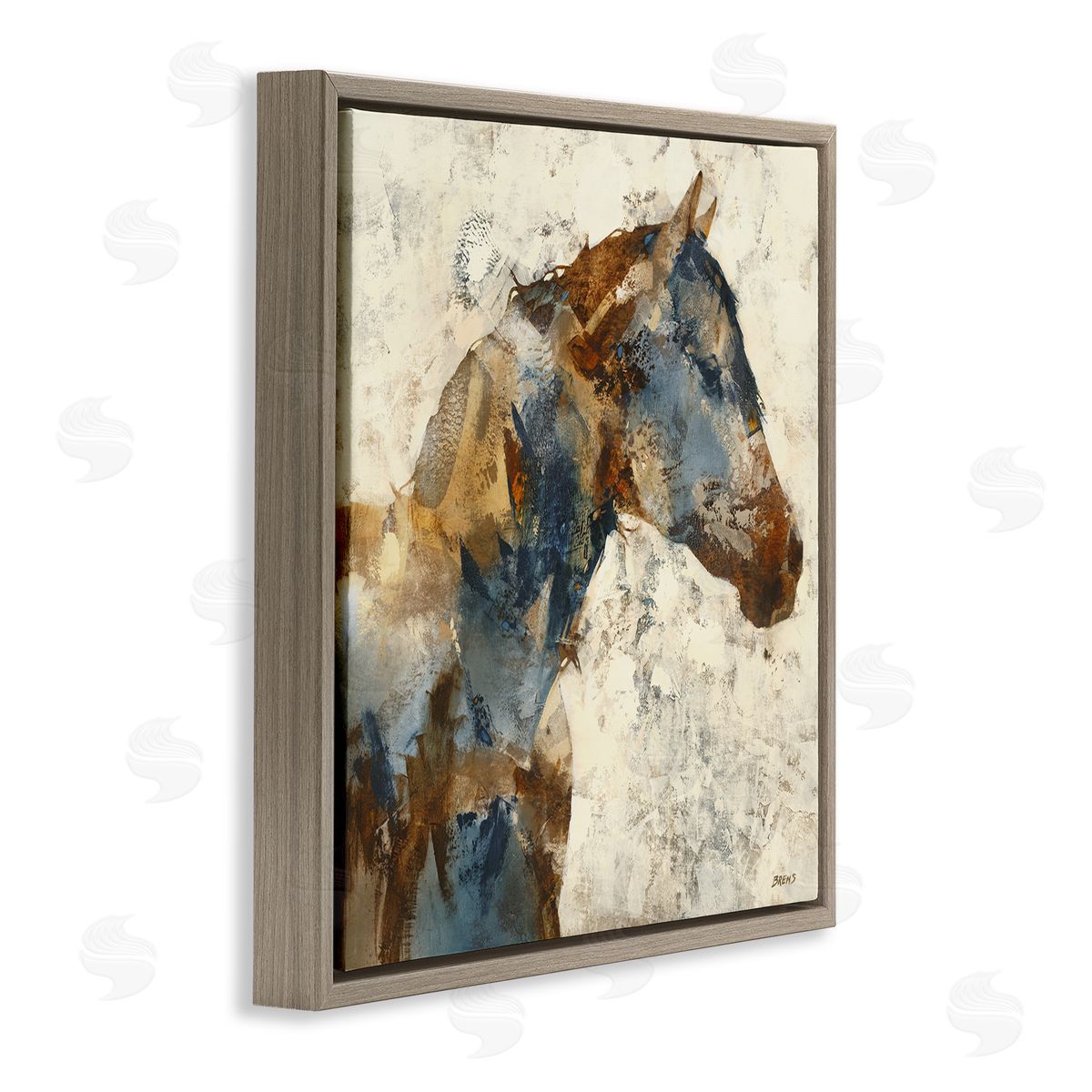 Earthy Abstract Layered Horse Brown Floating Frame Canvas Wall Art, Home Decor by Scott Brems