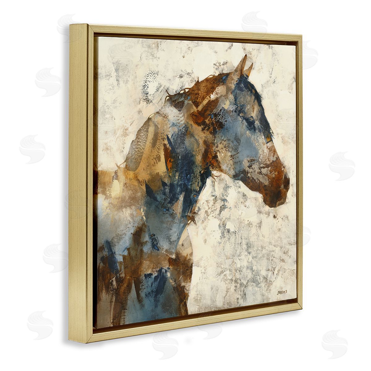 Earthy Abstract Layered Horse Gold Floating Frame Canvas Wall Art, Home Decor by Scott Brems