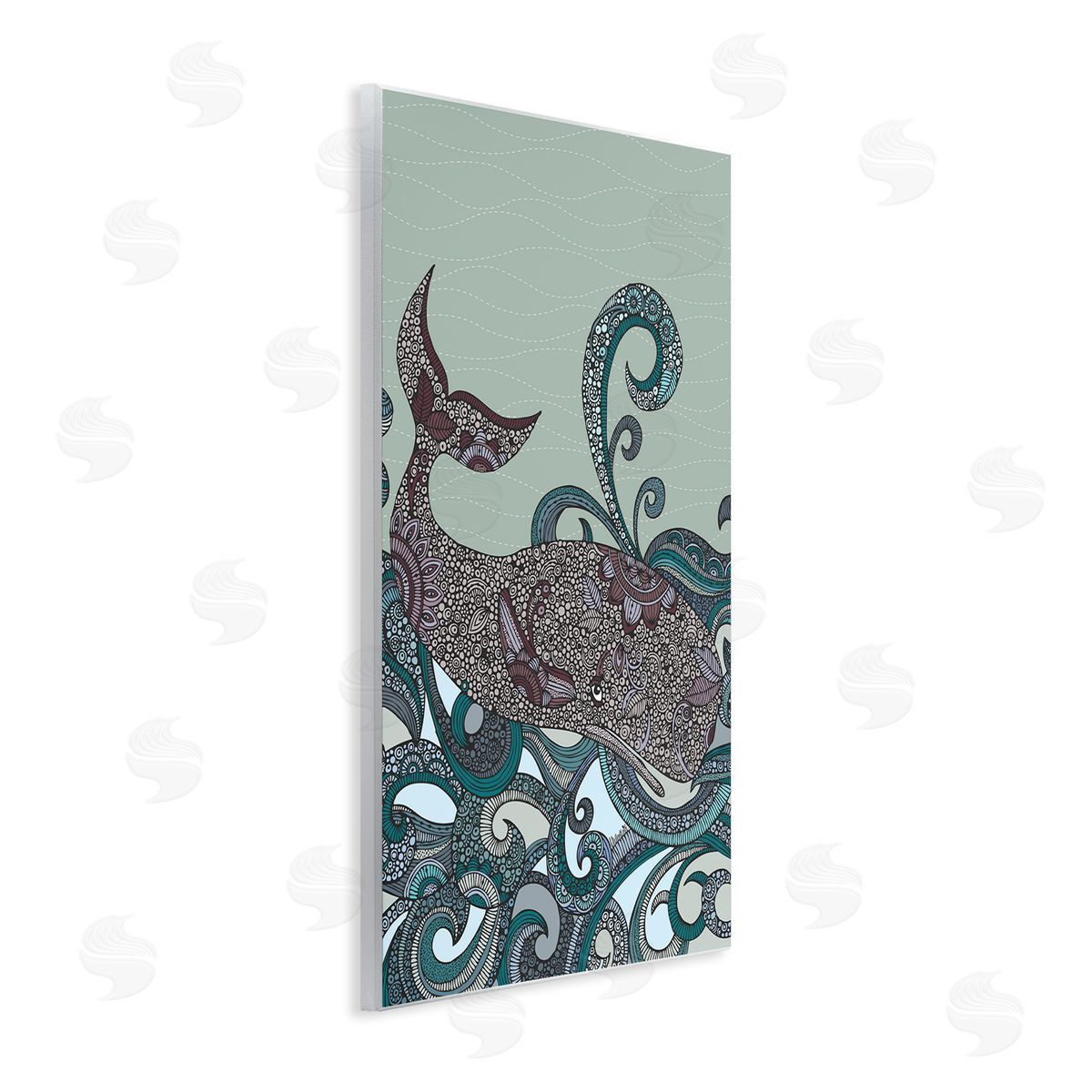 Valentina Harper Nautical Whale Surrounded Intricate Patterned Swirl Shapes  Wall Plaque Art Print