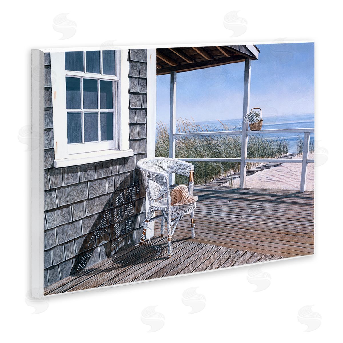 Tom Mielko Coastal Cottage Porch Chair Seaside Boardwalk Scenery Wall Plaque Art Print