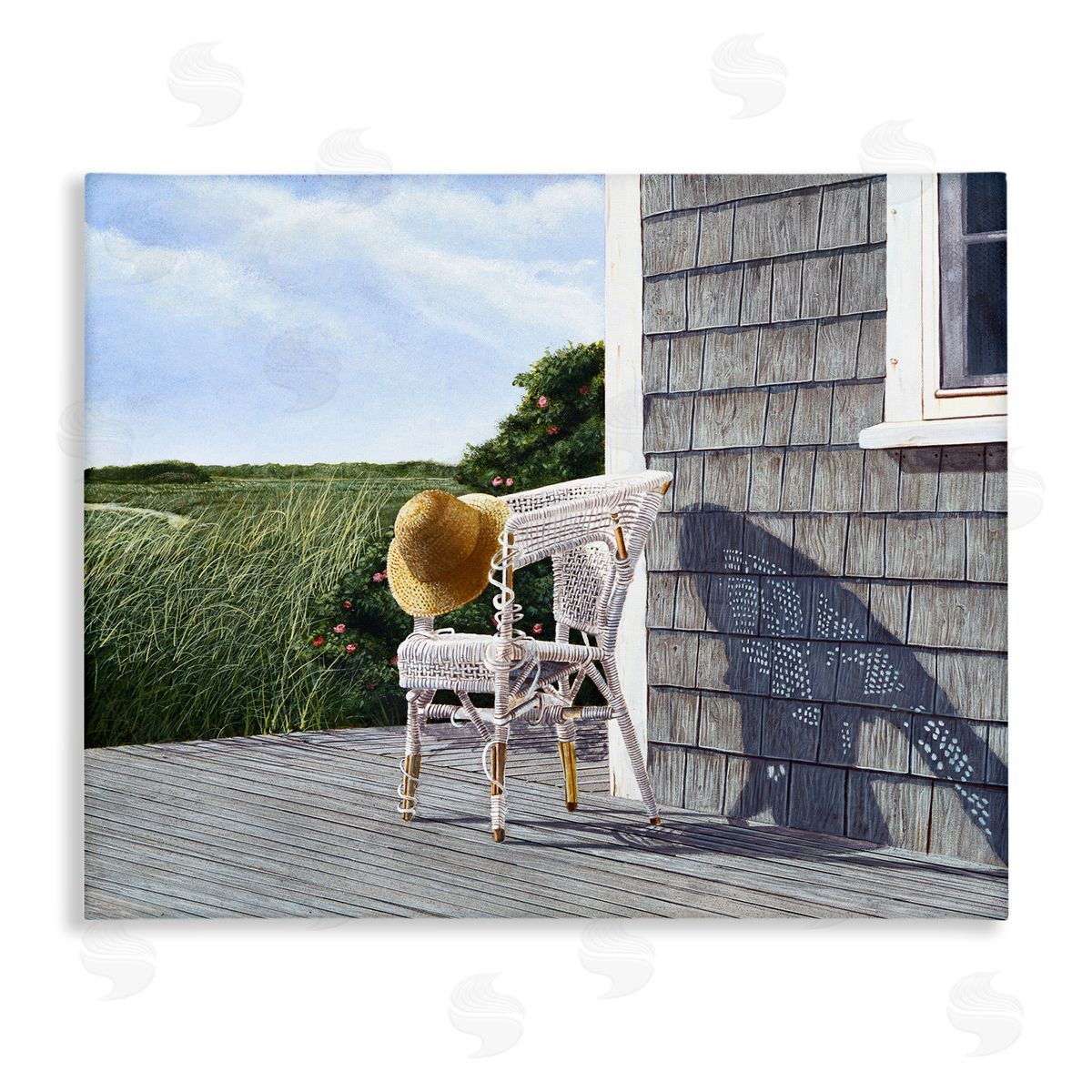Tom Mielko Seaside Porch Landscape Rural Grassland Hills Stretched Canvas Wall Art Print