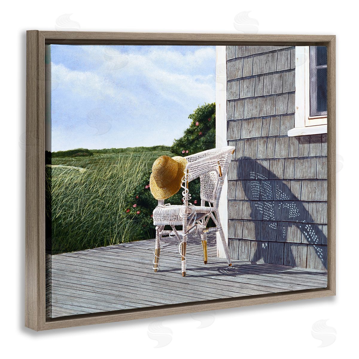 Tom Mielko Seaside Porch Landscape Rural Grassland Hills Brown Floating Frame Canvas Wall Art Print