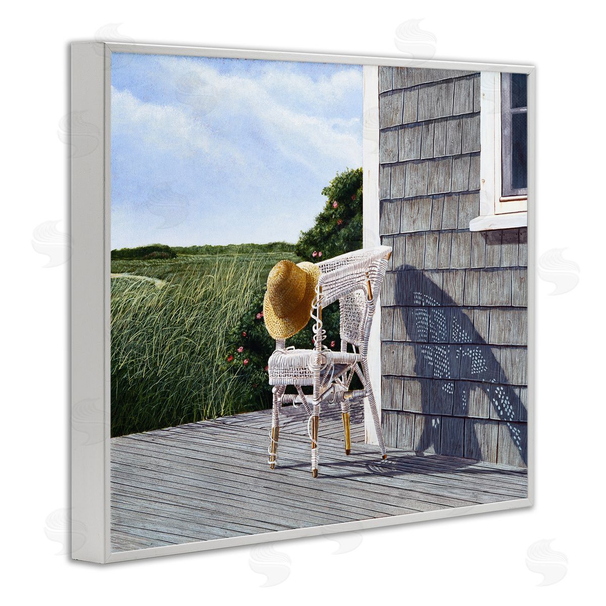Tom Mielko Seaside Porch Landscape Rural Grassland Hills White Framed Giclee Wall Art Print