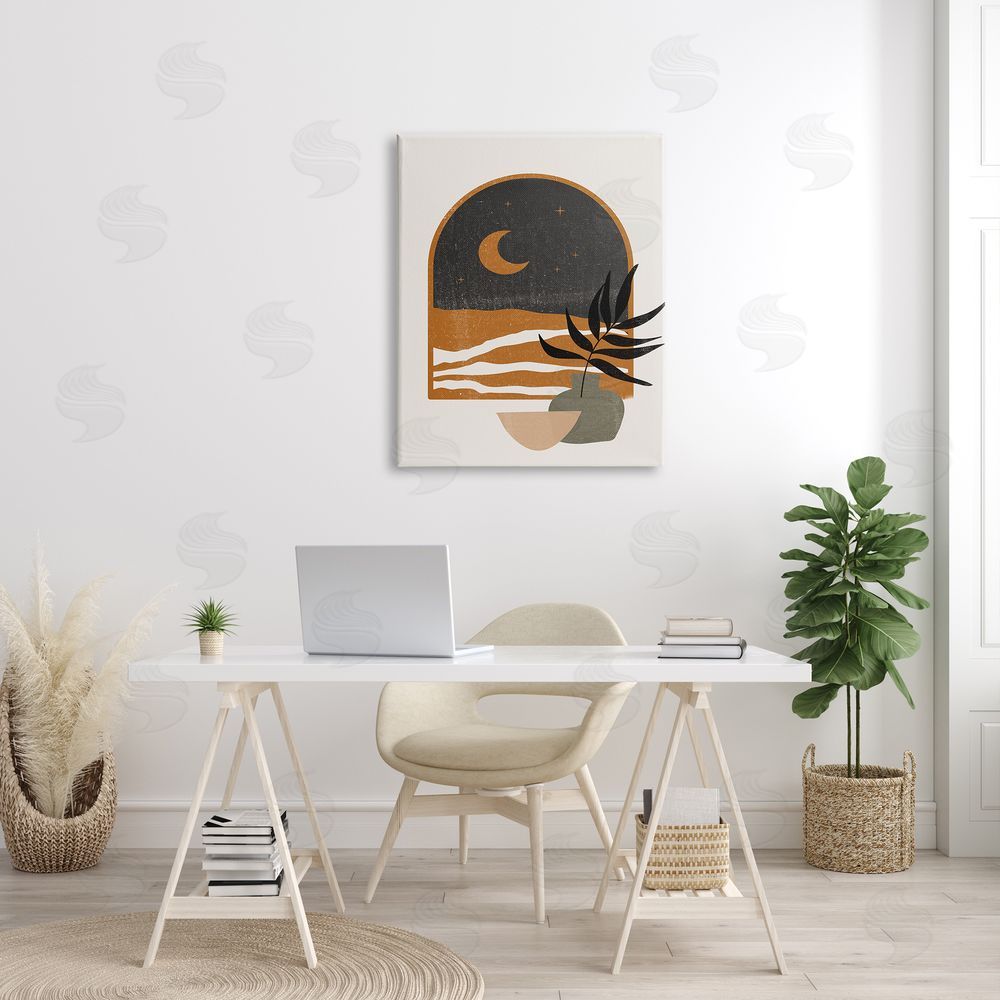 JJ House LLC Lovely Night Sky Desert Moon Scene Through Window  Canvas Wall Art Print in Room