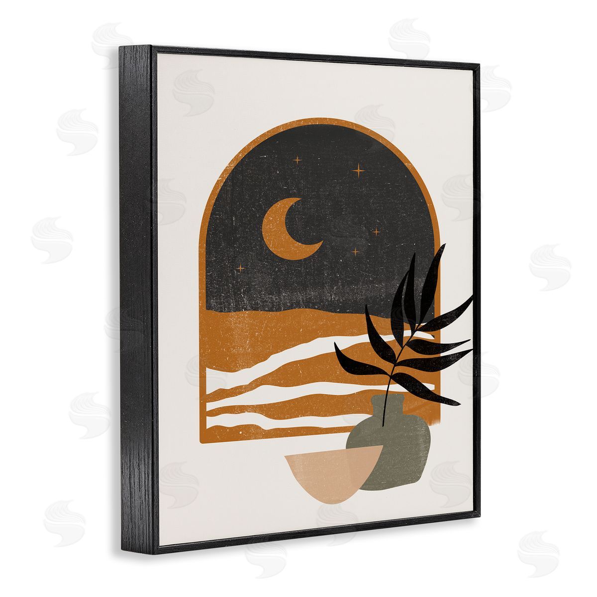 JJ House LLC Lovely Night Sky Desert Moon Scene Through Window  Black Framed Giclee Wall Art Print