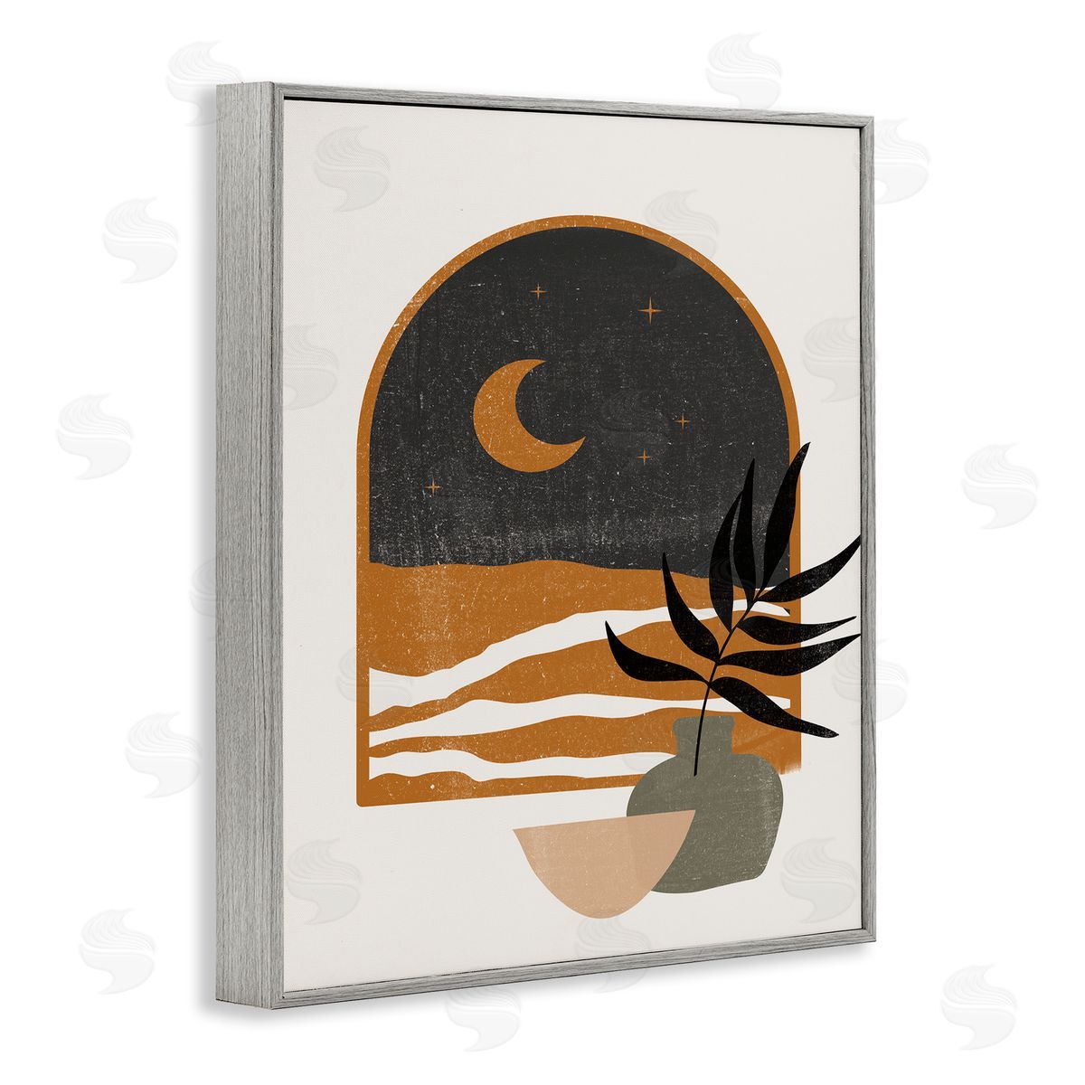 JJ House LLC Lovely Night Sky Desert Moon Scene Through Window  Gray Framed Giclee Wall Art Print