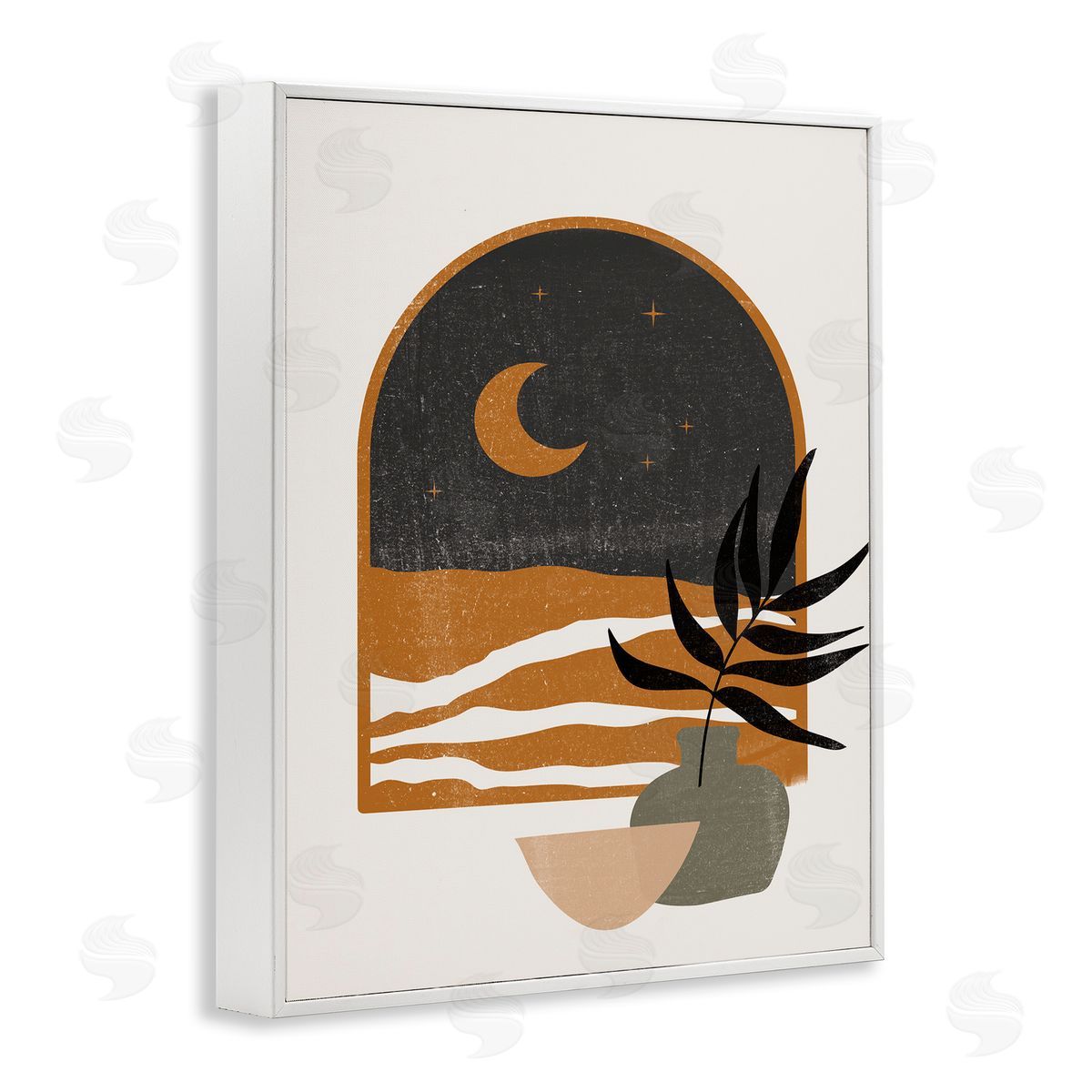JJ House LLC Lovely Night Sky Desert Moon Scene Through Window  White Framed Giclee Wall Art Print