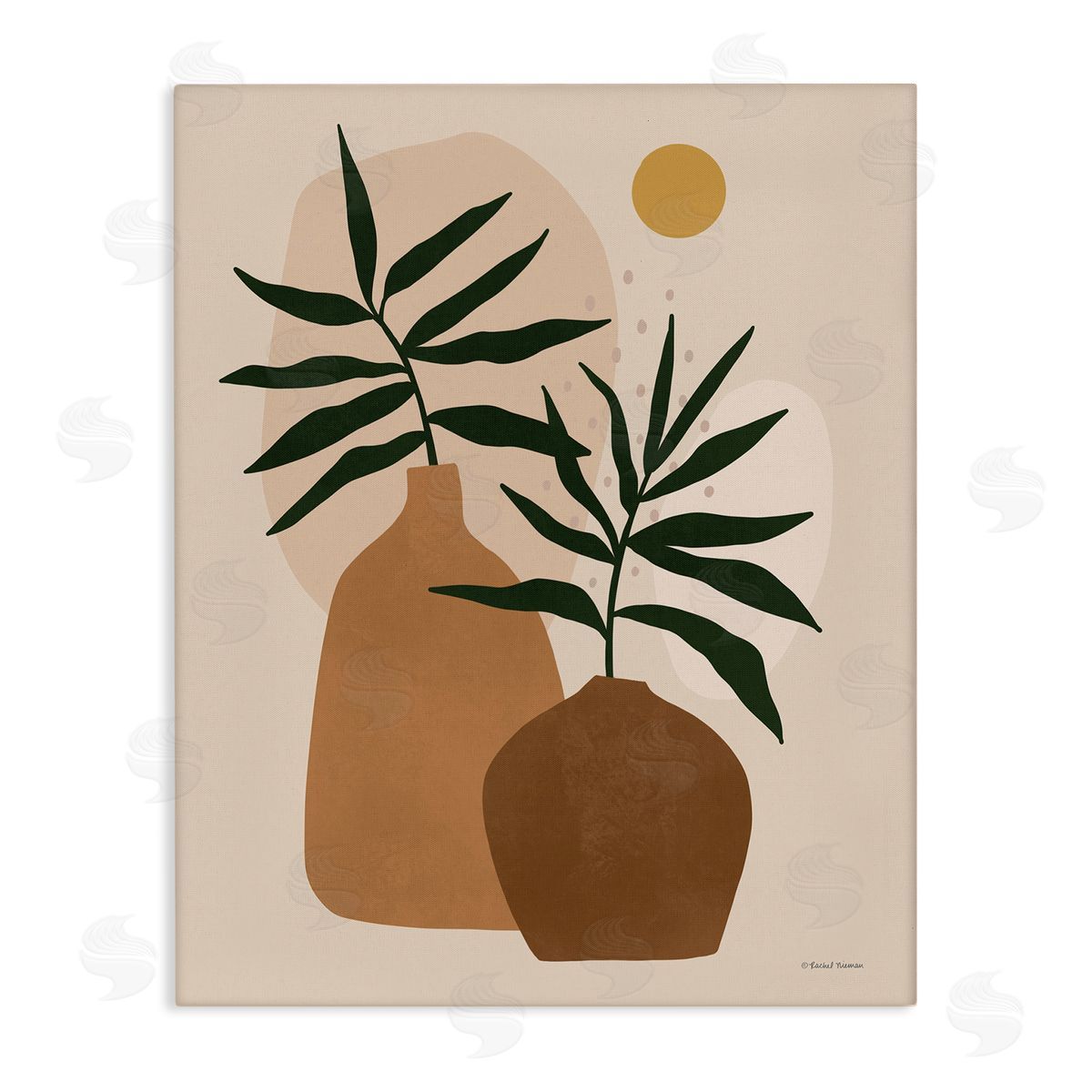Rachel Nieman Potted Plant Vases Cutout Abstract Botanical Shapes  Stretched Canvas Wall Art Print