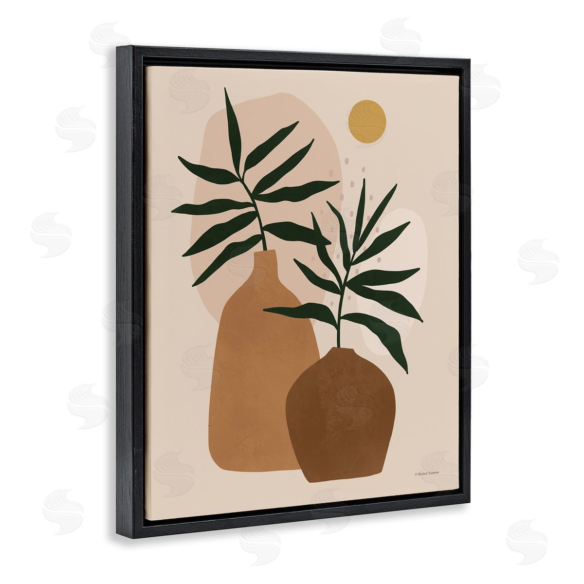 Rachel Nieman Potted Plant Vases Cutout Abstract Botanical Shapes  Black Floating Frame Canvas Wall Art Print