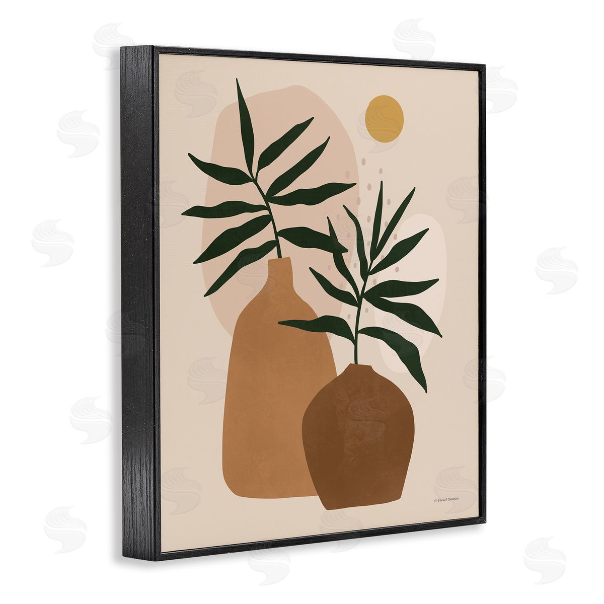 Rachel Nieman Potted Plant Vases Cutout Abstract Botanical Shapes  Black Framed Giclee Wall Art Print