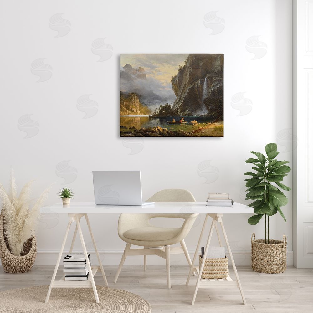 one1000paintings Indians Spear Fishing Classic Albert Bierstadt Painting Canvas Wall Art Print in Room