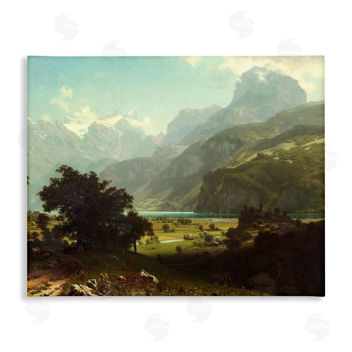 one1000paintings Lake Lucern Albert Bierstadt Classic Fine Landscape Painting Stretched Canvas Wall Art Print