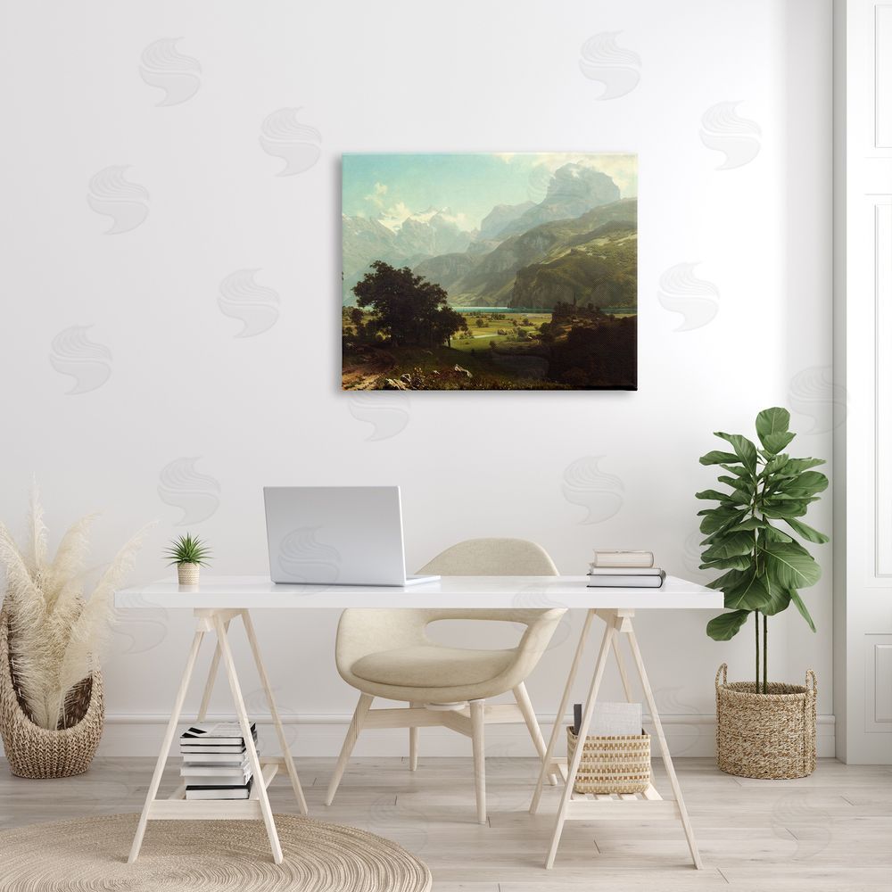 one1000paintings Lake Lucern Albert Bierstadt Classic Fine Landscape Painting Canvas Wall Art Print in Room