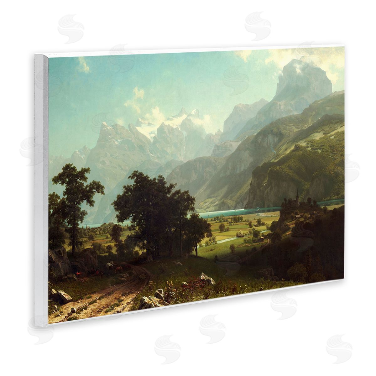 one1000paintings Lake Lucern Albert Bierstadt Classic Fine Landscape Painting Wall Plaque Art Print