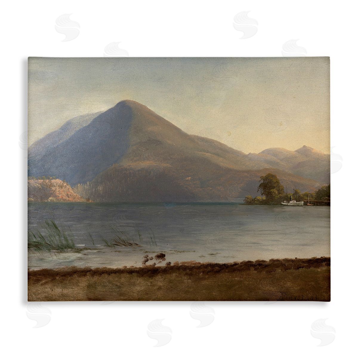 one1000paintings On the Hudson Traditional Albert Bierstadt Painting Stretched Canvas Wall Art Print