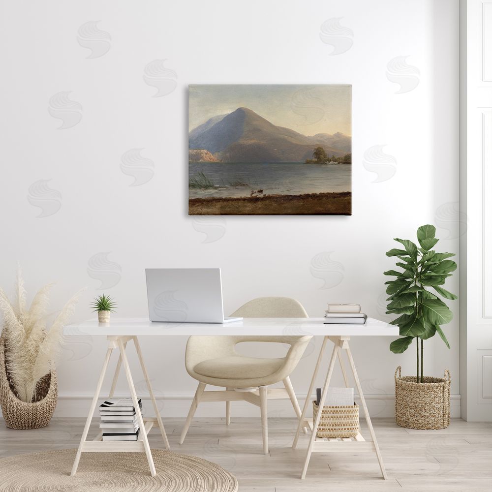 one1000paintings On the Hudson Traditional Albert Bierstadt Painting Canvas Wall Art Print in Room