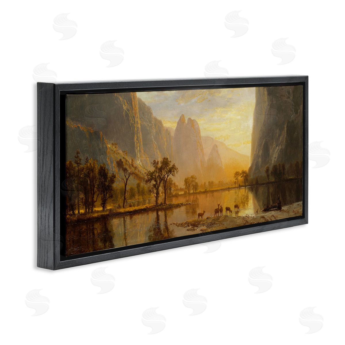 Yosemite Valley Classic Painting Black Floating Frame Canvas Wall Art, Home Decor by one1000paintings