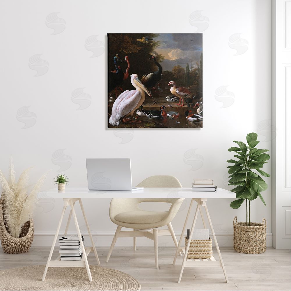 one1000paintings Pelican and Other Birds Melchior d'Hondecoeter Painting Canvas Wall Art in Room