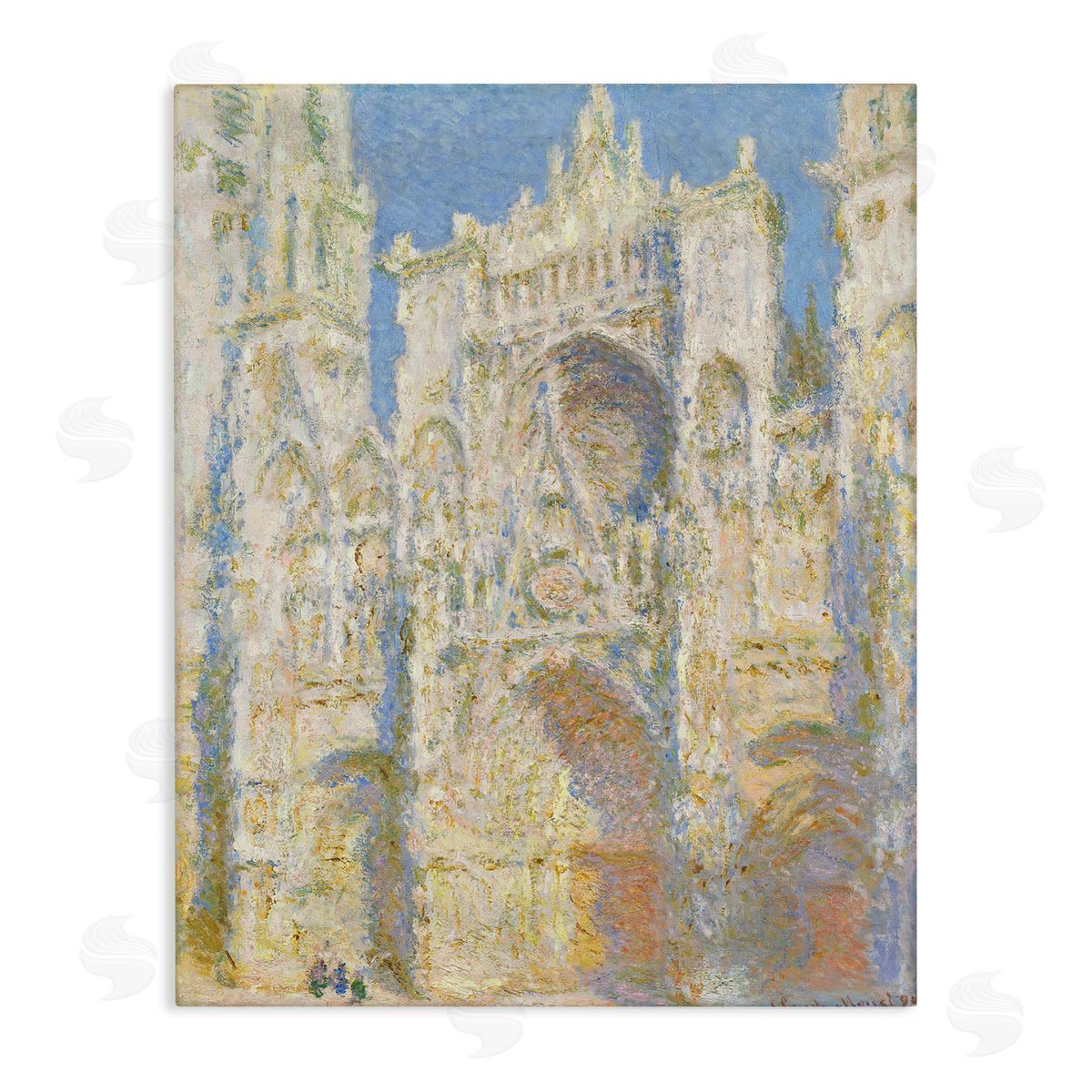 one1000paintings Rouen Cathedral, West Facade Sunlight Claude Monet Painting Stretched Canvas Wall Art Print