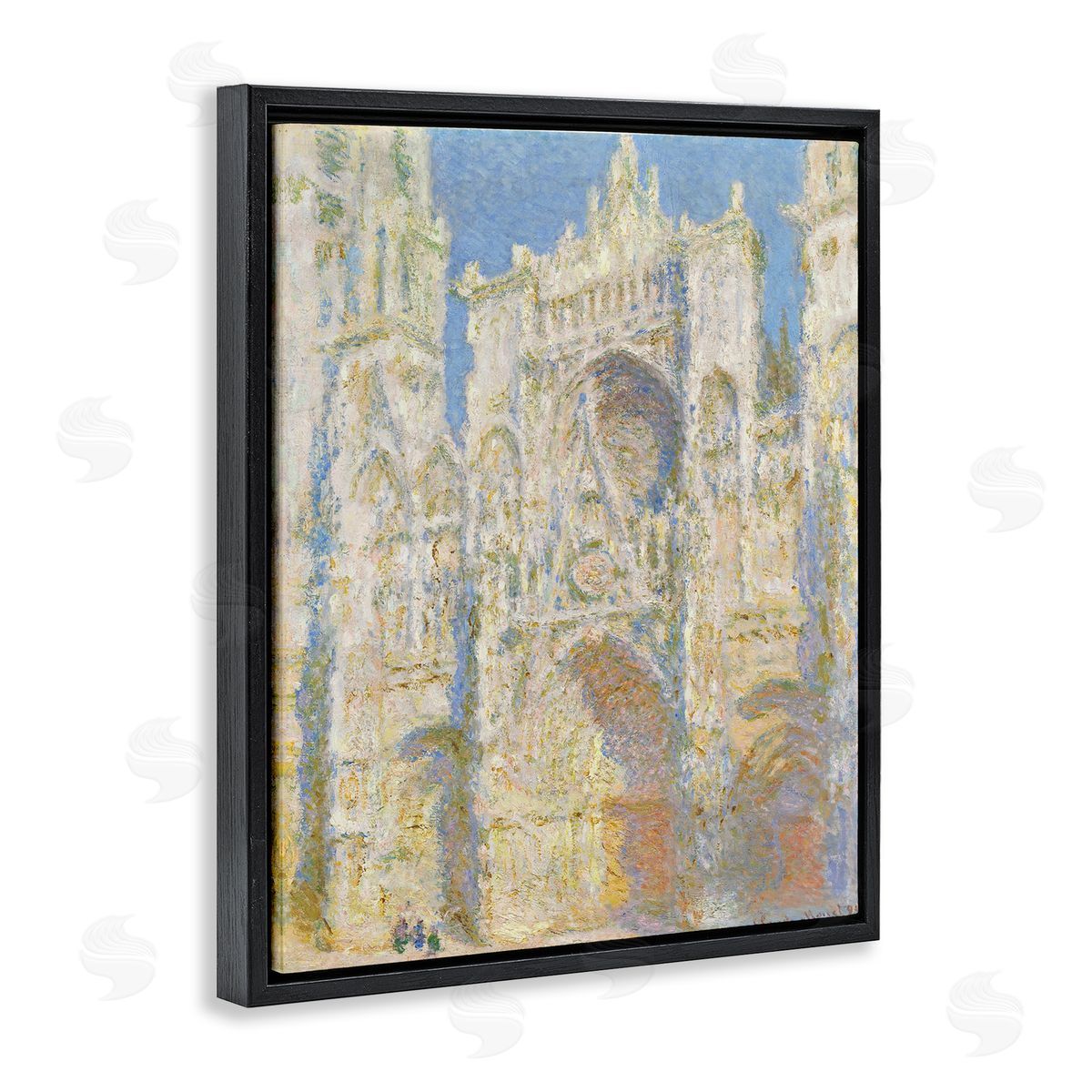 one1000paintings Rouen Cathedral, West Facade Sunlight Claude Monet Painting Black Floating Frame Canvas Wall Art Print